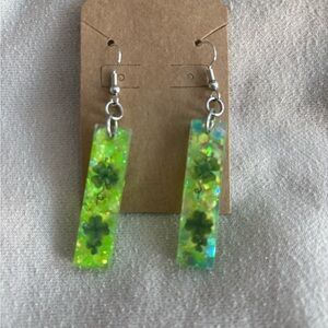 Green Clover Dangle Earrings
